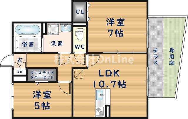 セジュール稲田本町(2LDK/2階)の間取り写真