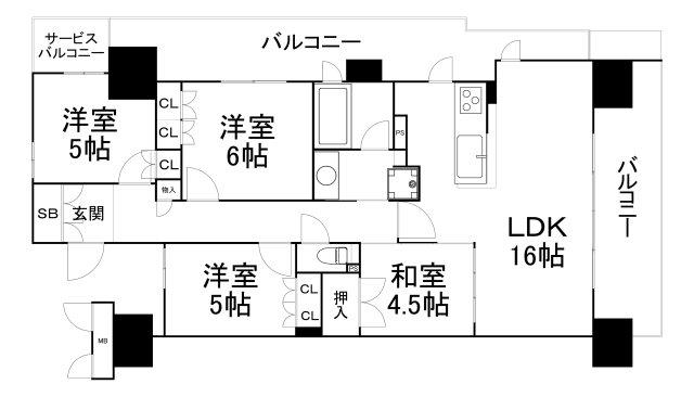 BELISTA夕陽ヶ丘(4LDK/7階)の間取り写真