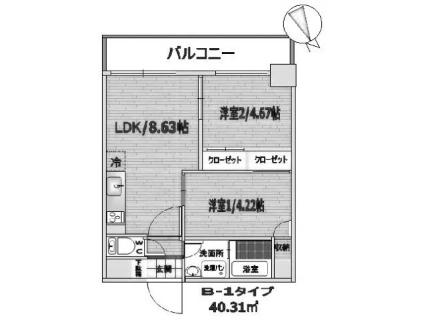 ウイングス砂津(2LDK/3階)の間取り写真