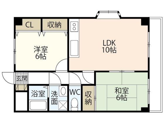ツインズあまのA棟(2LDK/1階)の間取り写真