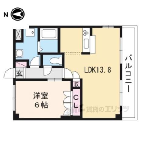 メゾントレント(1LDK/2階)の間取り写真