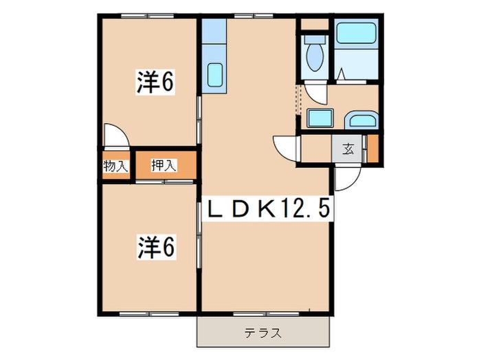 グランフレグランス3(2LDK/1階)の間取り写真