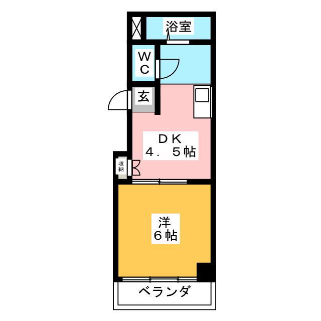 コアパレス安西(1DK/2階)の間取り写真