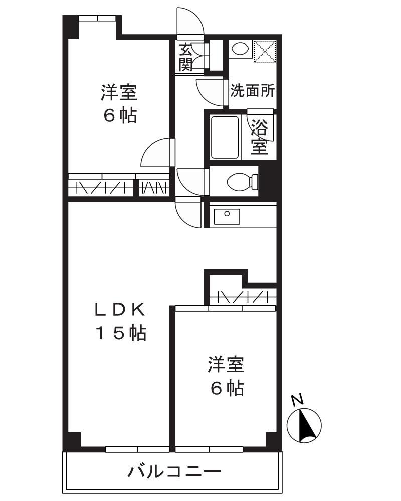 リーブル末長(2LDK/2階)の間取り写真