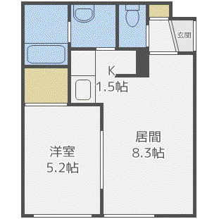 モコブラック(1LDK/4階)の間取り写真