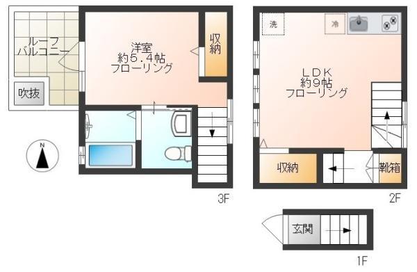 グランエッグス三軒茶屋S(1LDK/2階)の間取り写真