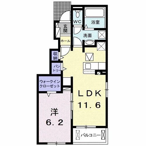 レジーナII(1LDK/1階)の間取り写真