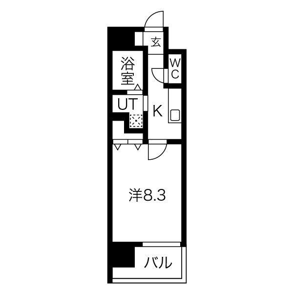 ICHINOMIYA RISE(1K/14階)の間取り写真