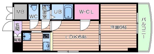 ノルデンタワー天神橋(1LDK/2階)の間取り写真