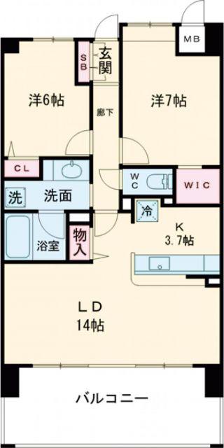 ポレスター茅野(2LDK/2階)の間取り写真