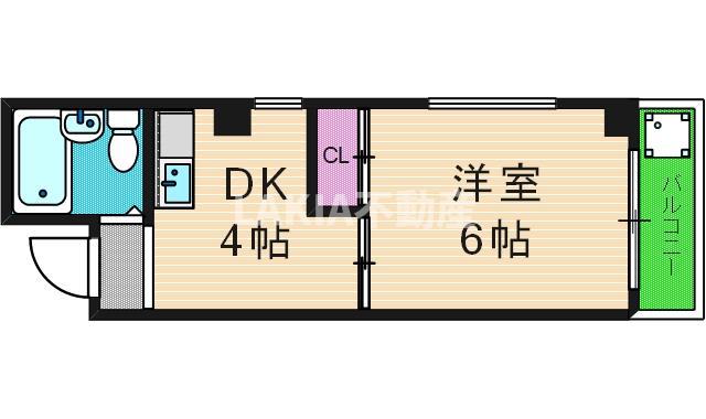I CUBE 玉造(1DK/3階)の間取り写真