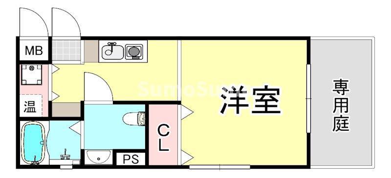 ソバーレ六甲道(1K/1階)の間取り写真