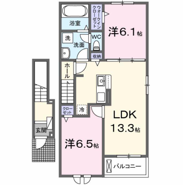 メゾン・ド・リアン II(2LDK/2階)の間取り写真