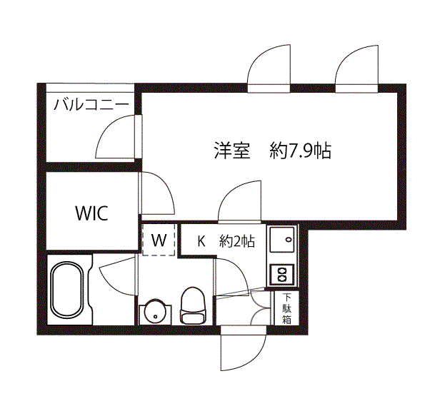 吉祥寺・オリーブの庭(1K/2階)の間取り写真