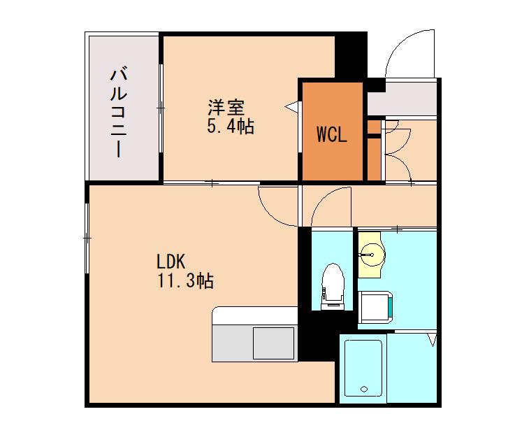 フランディオール吉塚(1LDK/4階)の間取り写真