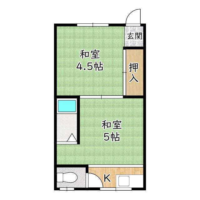 英アパート(2K/2階)の間取り写真