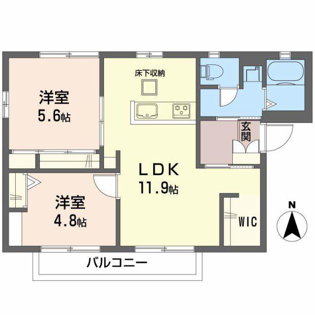 レジデンス飯田(2LDK/2階)の間取り写真