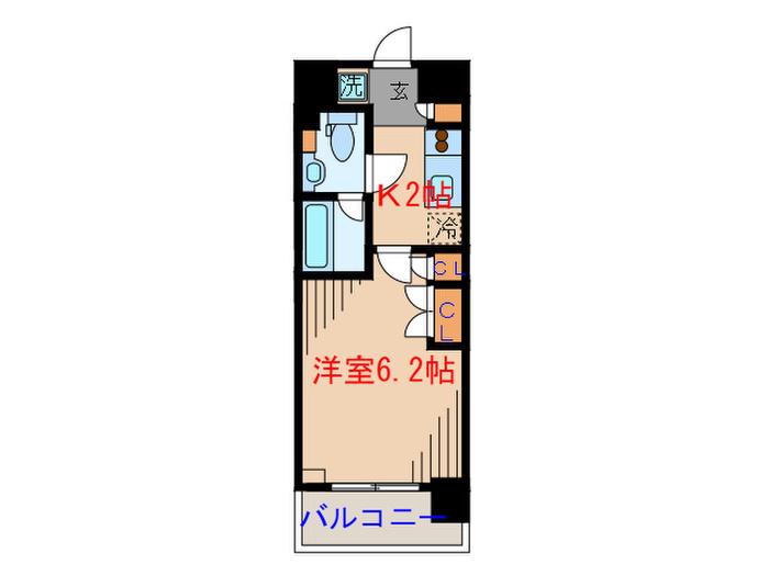 パークキューブ武蔵小杉(1K/13階)の間取り写真