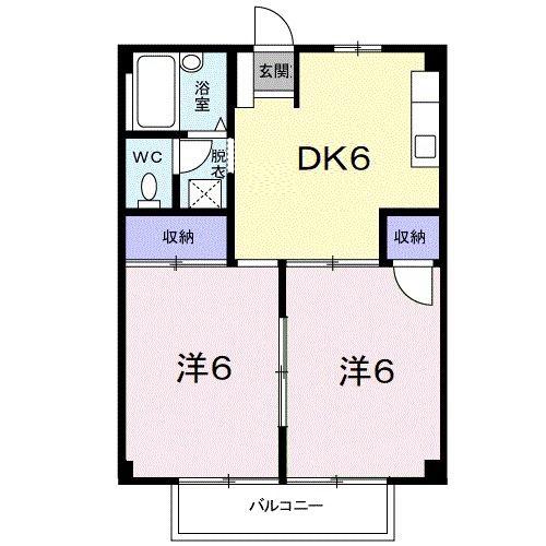 仲屋コーポ諏訪(2DK/2階)の間取り写真