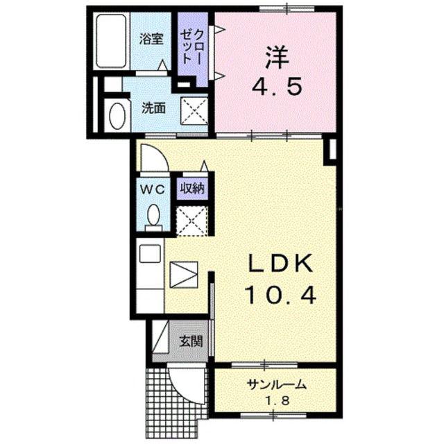 カーサ アリエッタ C(1LDK/1階)の間取り写真