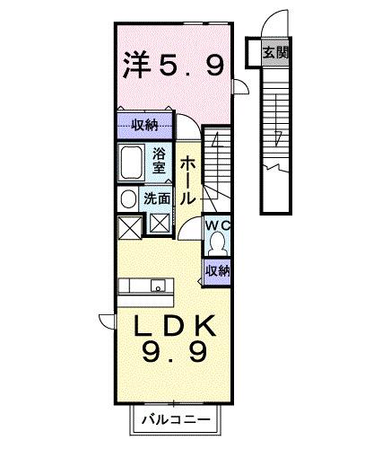 BRISA.Q B(1LDK/2階)の間取り写真