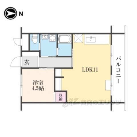 山科市営1棟(1LDK/7階)の間取り写真