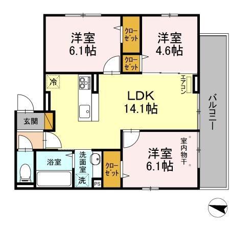 ヴァン・ヴェールおおたかの森 I(3LDK/3階)の間取り写真