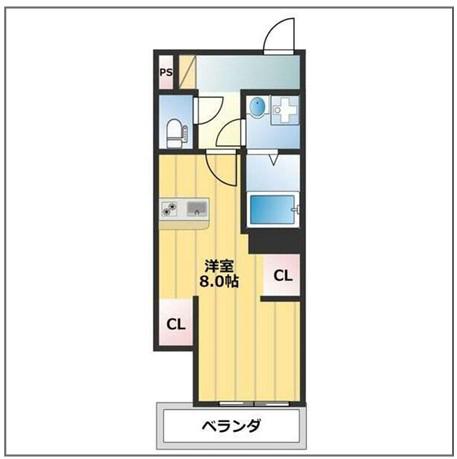 ハイツ片山(ワンルーム/2階)の間取り写真