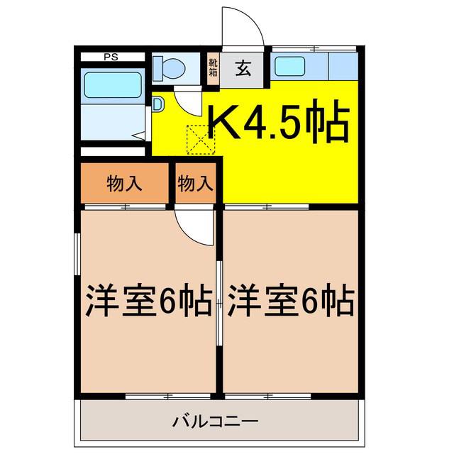 グリーンハイツ幸(2K/1階)の間取り写真