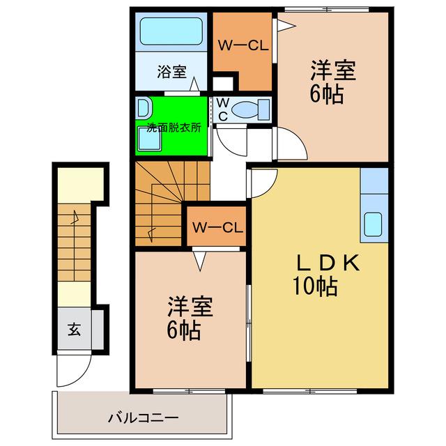 レモングラスA・B(2LDK/2階)の間取り写真