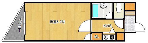 アーバンクルーザー六ツ門(1K/5階)の間取り写真