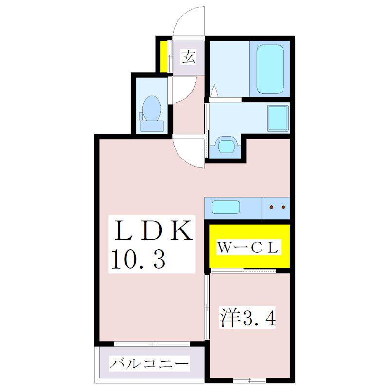 CLASS城西(1LDK/4階)の間取り写真