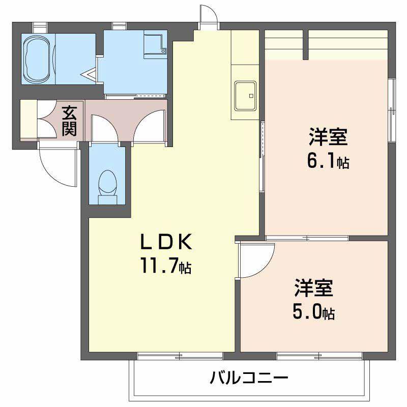 プランタンデンポー(2LDK/1階)の間取り写真