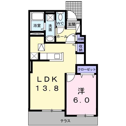 ベルサニーガーデン(1LDK/1階)の間取り写真
