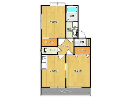 グリーンヒルズ清峰D(2DK/2階)の間取り写真