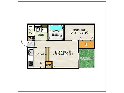 DREAM STAGE香椎OASE(1LDK/1階)の間取り写真