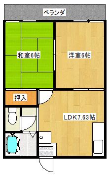 ライトコア貝塚(2DK/1階)の間取り写真