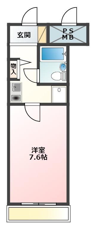 ライオンズマンション東村山第3(1K/2階)の間取り写真