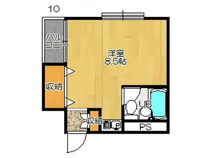 メゾンサンシャイン南津の辺(ワンルーム/2階)の間取り写真