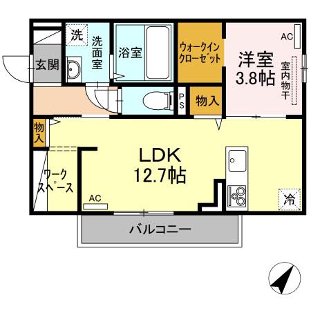 ピターニュ B305(1LDK/3階)の間取り写真