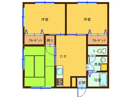 Kコーポ(3DK/2階)の間取り写真