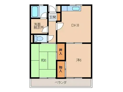 熊代マンション(2DK/2階)の間取り写真