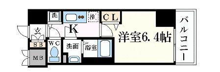 プレサンスみなと元町駅前(1K/2階)の間取り写真