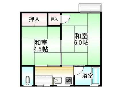 賑町文化 北棟(2K/2階)の間取り写真