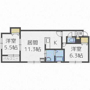 アレックスN48(2LDK/2階)の間取り写真