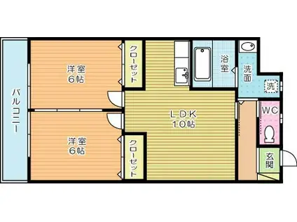 進藤第一ビル(2LDK/3階)の間取り写真
