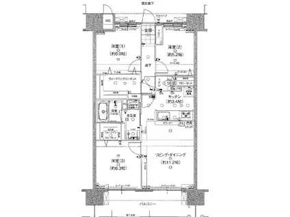 ペルシュ城山702(2LDK/7階)の間取り写真