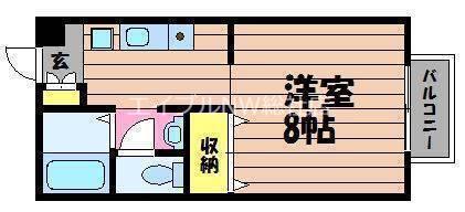 セジュール酒津(1K/2階)の間取り写真