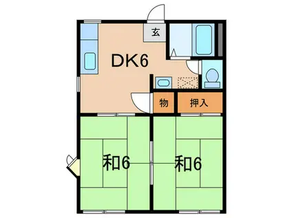 サンライフB(2DK/1階)の間取り写真