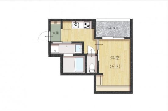 COMFORT三吉南(1K/2階)の間取り写真